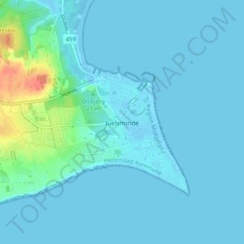 Juelsminde topographic map, elevation, terrain