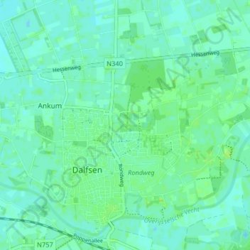 Gerner topographic map, elevation, terrain