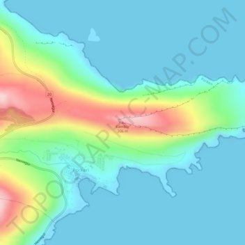 Kambur topographic map, elevation, terrain