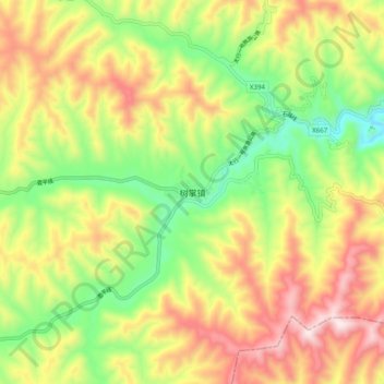 树掌镇 topographic map, elevation, terrain