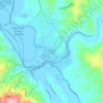 Point Reyes Station topographic map, elevation, terrain
