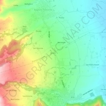 Brusch topographic map, elevation, terrain
