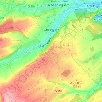 Saint-Pierre topographic map, elevation, terrain