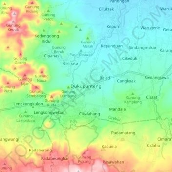 Dukupuntang topographic map, elevation, terrain