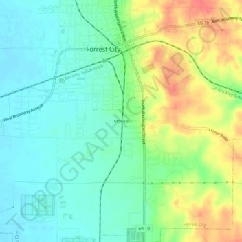 Monica topographic map, elevation, terrain