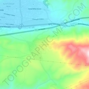 Umurbey topographic map, elevation, terrain