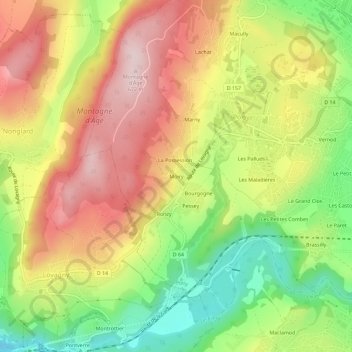 Moiry topographic map, elevation, terrain