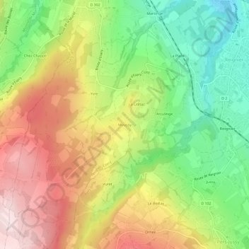 Moussy topographic map, elevation, terrain