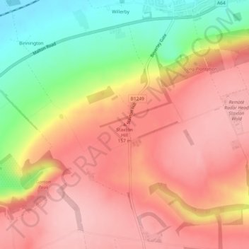 Staxton Hill topographic map, elevation, terrain