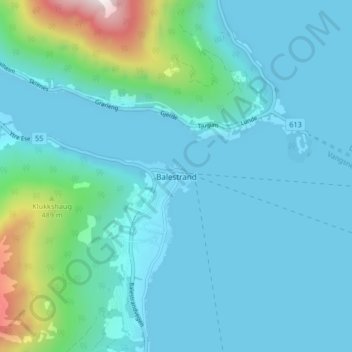Balestrand topographic map, elevation, terrain