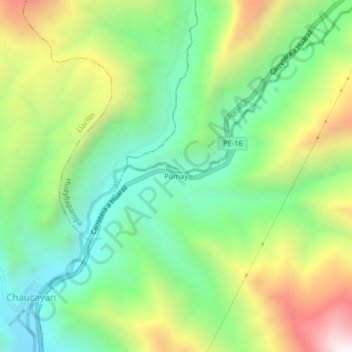 Pomay topographic map, elevation, terrain