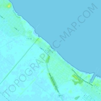Punta Lara topographic map, elevation, terrain