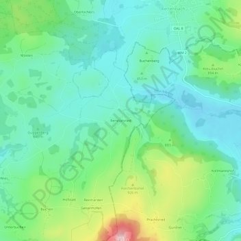 Remnatsried topographic map, elevation, terrain