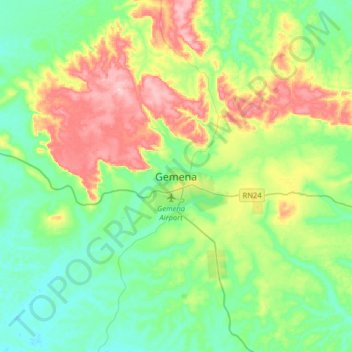 Gemena topographic map, elevation, terrain