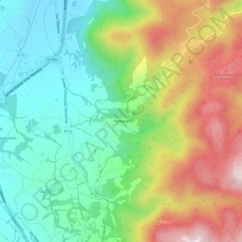 Portaria topographic map, elevation, terrain