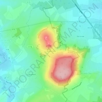 Maison Dieu topographic map, elevation, terrain