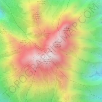 Mount Merbabu topographic map, elevation, terrain