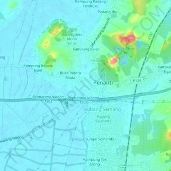 Kampung Petani topographic map, elevation, terrain