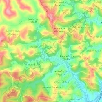 Sitio Borda da Mata topographic map, elevation, terrain