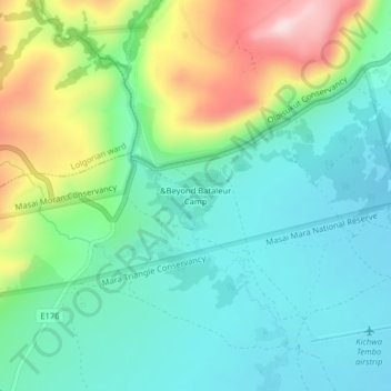 &Beyond Bataleur Camp topographic map, elevation, terrain