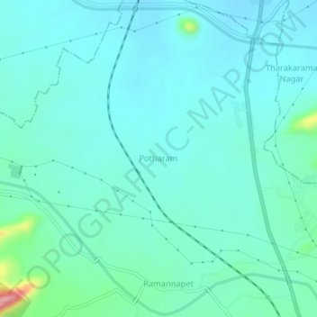 Potharam topographic map, elevation, terrain