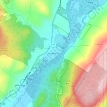 Westbrookville topographic map, elevation, terrain