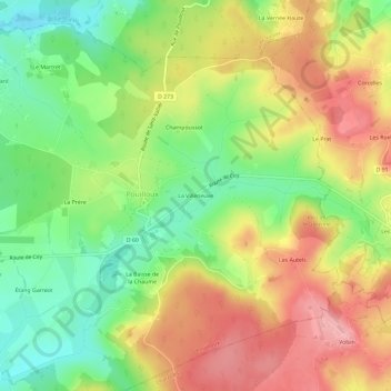 La Villeneuve topographic map, elevation, terrain