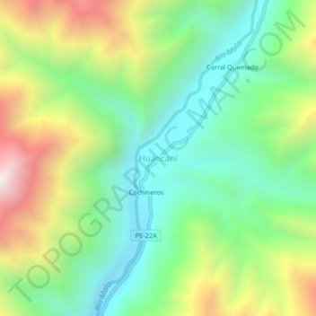 Huancaní topographic map, elevation, terrain