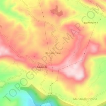 Daamahana topographic map, elevation, terrain