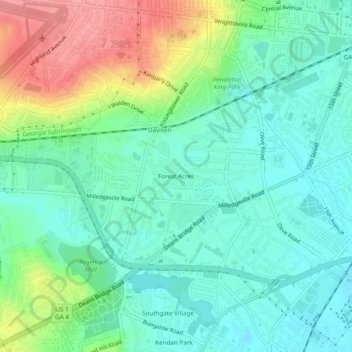 Forest Acres topographic map, elevation, terrain