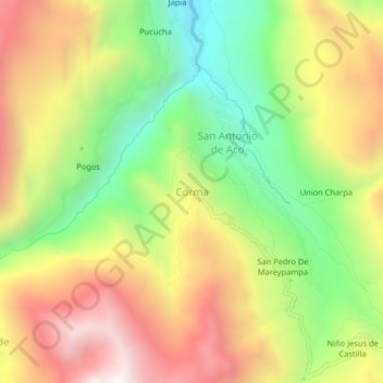 Corma topographic map, elevation, terrain