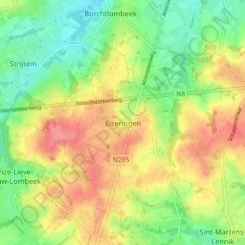 Eizeringen topographic map, elevation, terrain
