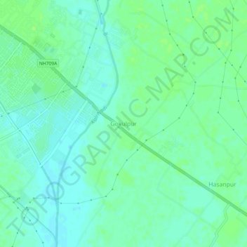 Gokulpur topographic map, elevation, terrain