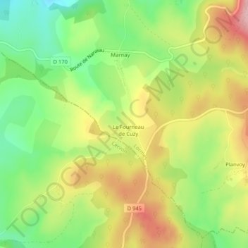 Cusy topographic map, elevation, terrain