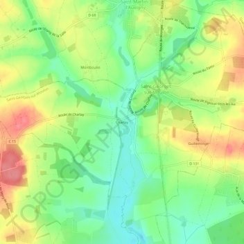 Charlay topographic map, elevation, terrain