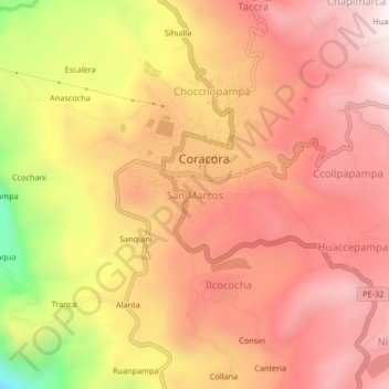San Marcos topographic map, elevation, terrain