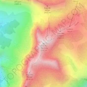 Tête du Colonney topographic map, elevation, terrain