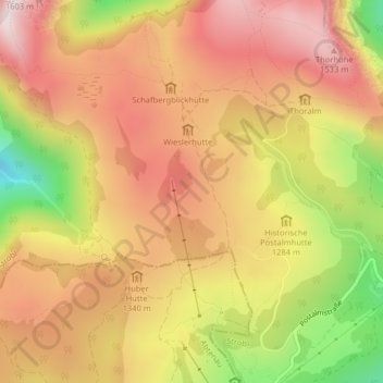 Postalm topographic map, elevation, terrain