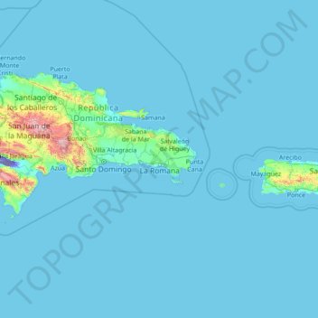 La Romana topographic map, elevation, terrain