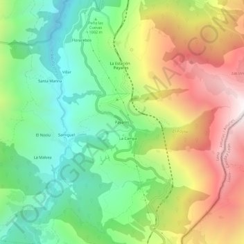 Payares topographic map, elevation, terrain