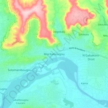 Moribabougou topographic map, elevation, terrain