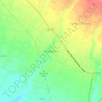 Talangsuko topographic map, elevation, terrain