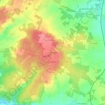La Braudière topographic map, elevation, terrain