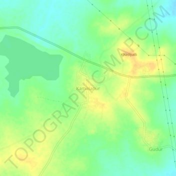 Kamalapur topographic map, elevation, terrain