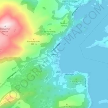 Leikong topographic map, elevation, terrain
