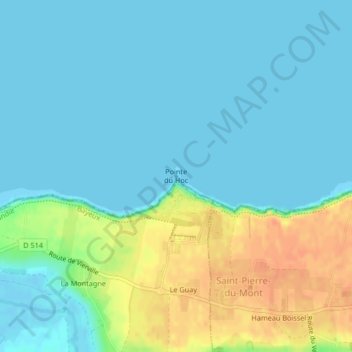 Pointe du Hoc topographic map, elevation, terrain
