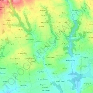 Kervoelic topographic map, elevation, terrain