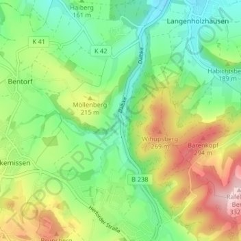 Dalbke topographic map, elevation, terrain