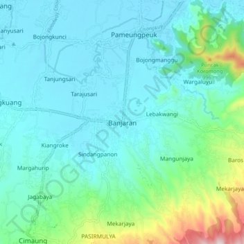 Banjaran topographic map, elevation, terrain