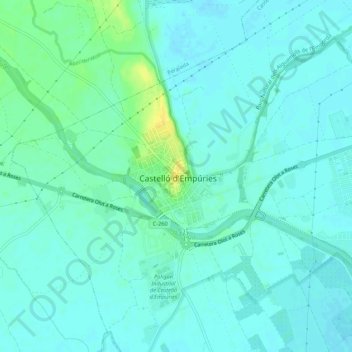 Castelló d'Empúries topographic map, elevation, terrain